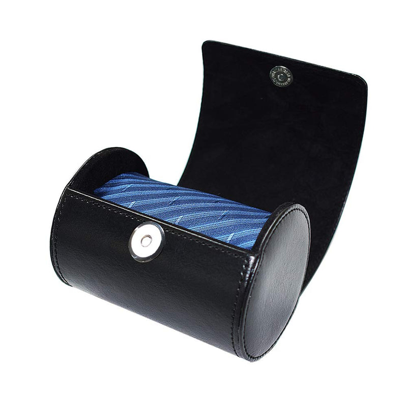 [Australia] - WAJJ Men’s Necktie Travel Case, Tie Anti-Wrinkle Organizer Box - Formal Cylinder Shape (Black) Black 