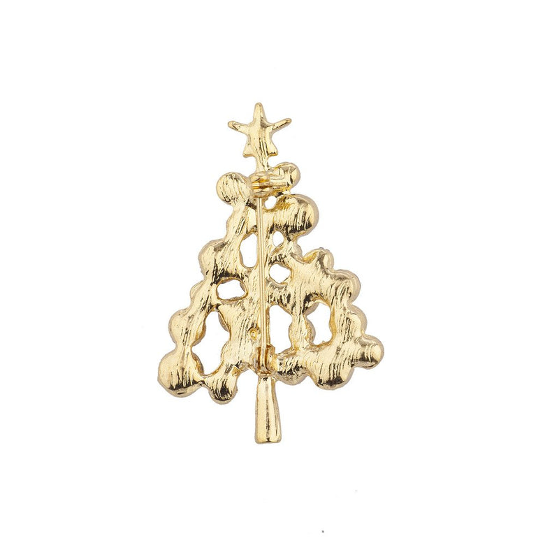 [Australia] - Lux Accessories Holiday Red Green Crystal Rhinestone Christmas Tree Brooch Pin 