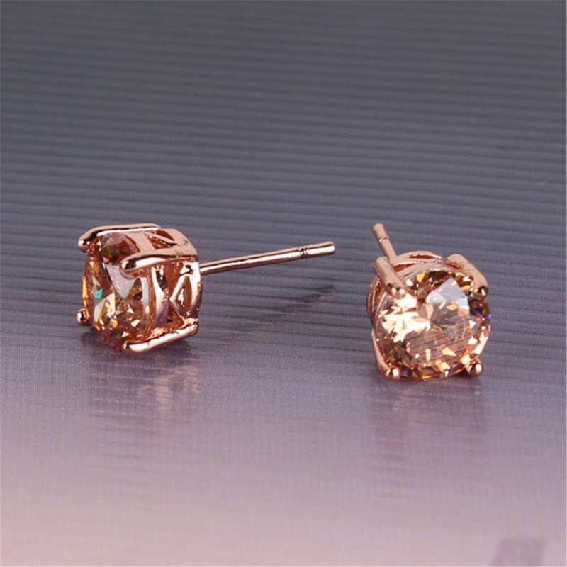 [Australia] - GULICX Rose Gold Tone Yellow Crystal Royal Journey Jewelry Eternity Stud Earring 