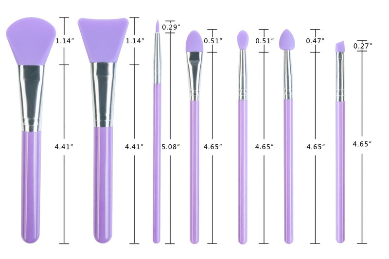 [Australia] - LORMAY 7-Piece Silicone Makeup Brushes for Face Care, Eyeliner, Eyebrow, Eye Shadow, Lip Care, and UV Resin Epoxy Art Crafting (Purple) Purple 