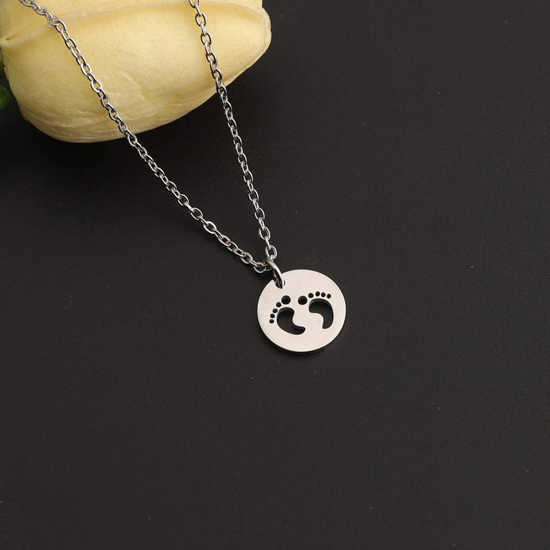 [Australia] - Baby Feet Necklace New Mom Necklace Newborn Baby Shower Gif silver necklace 