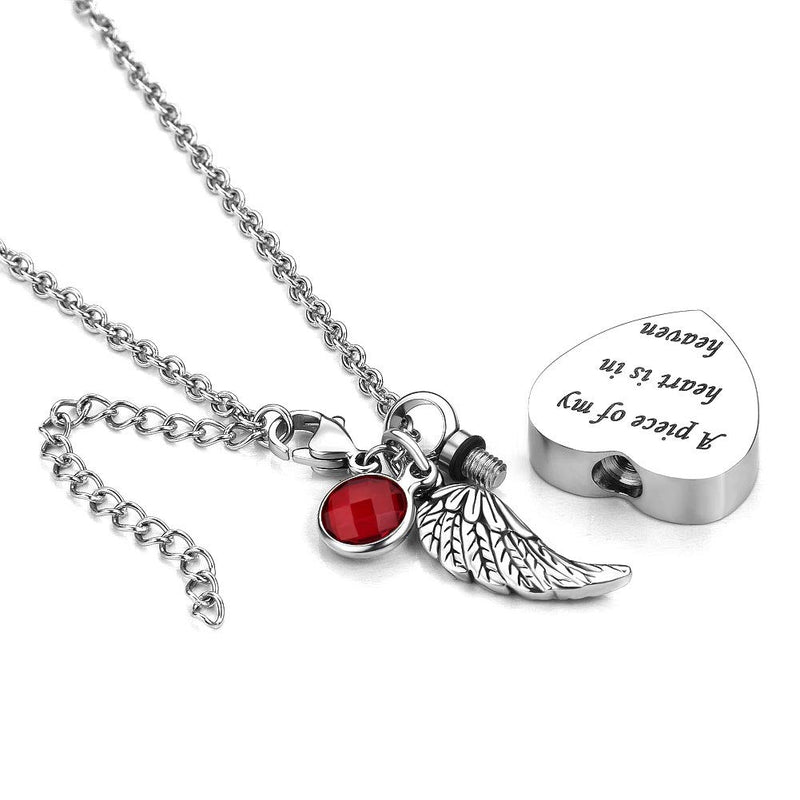 [Australia] - Roy Lopez Heart Urn Necklaces for Ashes Angel Wings Cremation Keepsake Memorial Jewelry- Always in My Heart January 