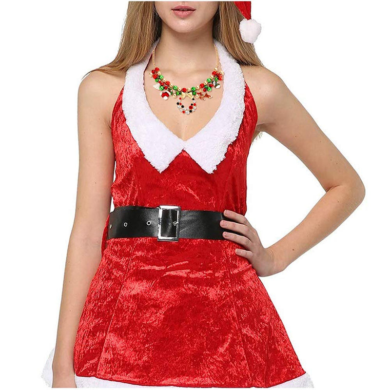 [Australia] - FAERLIIRY Christmas Jingle Bell Necklace Set X-mas Crystal Pendant Necklace Bell Beaded Earrings Festival Holiday Jewelry Set for Women Girls Kids gold 