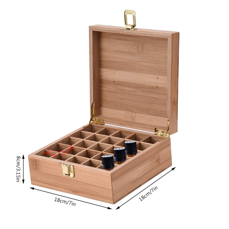 [Australia] - PhantomSky 25 Slots Wooden Aromatherapy Essential Oil Carrying Case, Natural Bamboo Essential Oil Organizer Storage Box Case Display Holder for Travel and Presentations Gift Box #1 