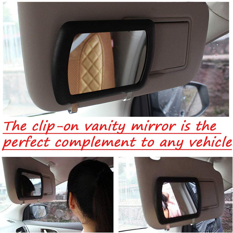 [Australia] - 2 Pack Sun Visor Mirror Clip on, WenMei Car Visor Cosmetic Vanity Mirror Clip Car Makeup Sun-Shading Cosmetic Mirror Black Deluxe Visor Mirror Auto Supplies 16.9x11cm/6.65"x4.33" (Black) 2 