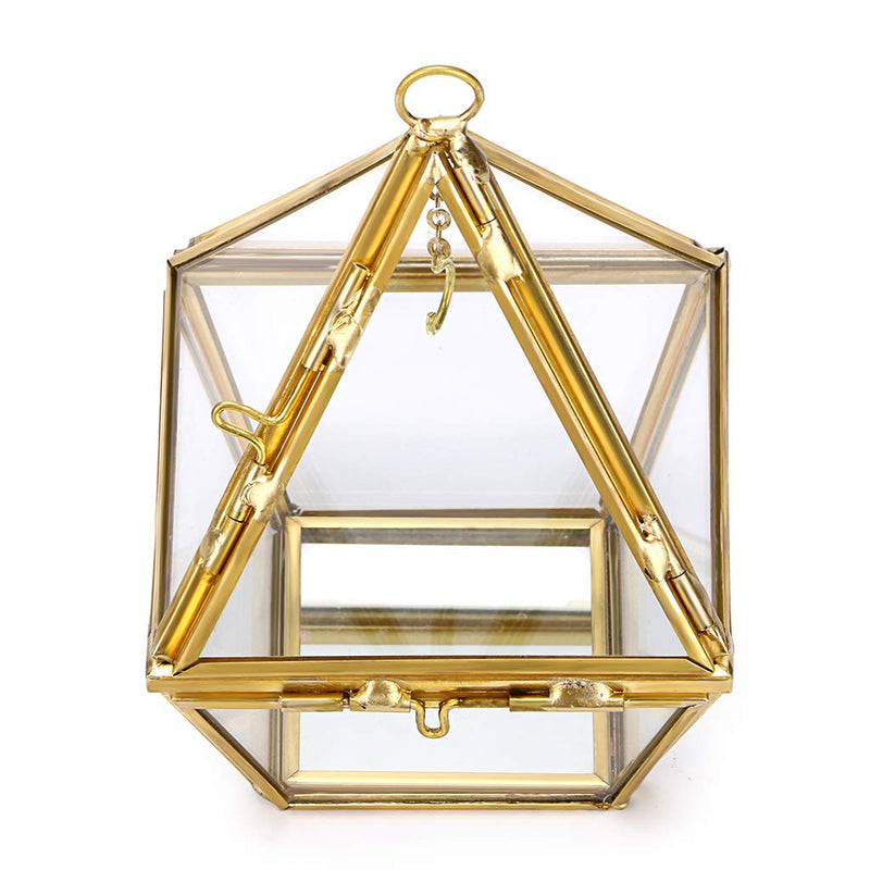 [Australia] - Hipiwe 2-Tier Jewelry Ring Display Holder - Glass Geometric Pyramid Jewelry Ring Organizer Case, Decorative Ring Bearer Gift Box Hanging Prism Ring Stand for Wedding, Proposal, Engagement 