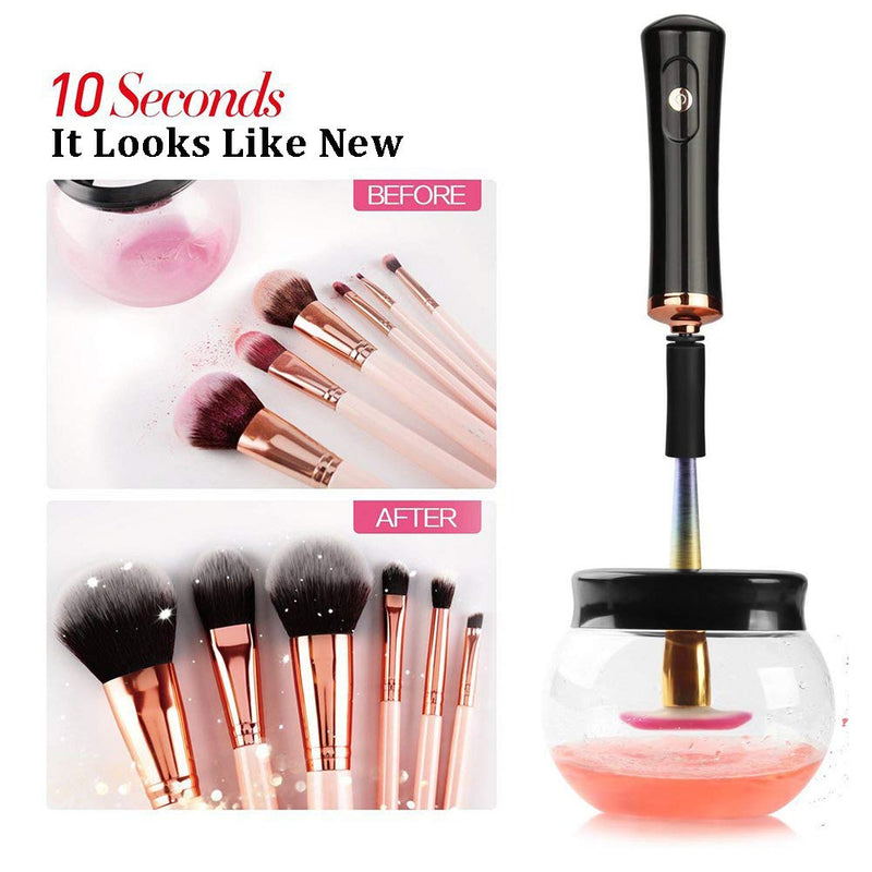 [Australia] - Premium Makeup Brush Cleaner Dryer Super-Fast Electric Brush Cleaner Machine Automatic Brush Cleaner Spinner Makeup Brush Tools (Black) 