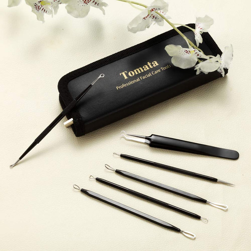 [Australia] - Tomata Blackhead Remover Comedone Extractor - (6 Piece Kit) - Professional Stainless Pimples Comedone Extractor Removal Tool 