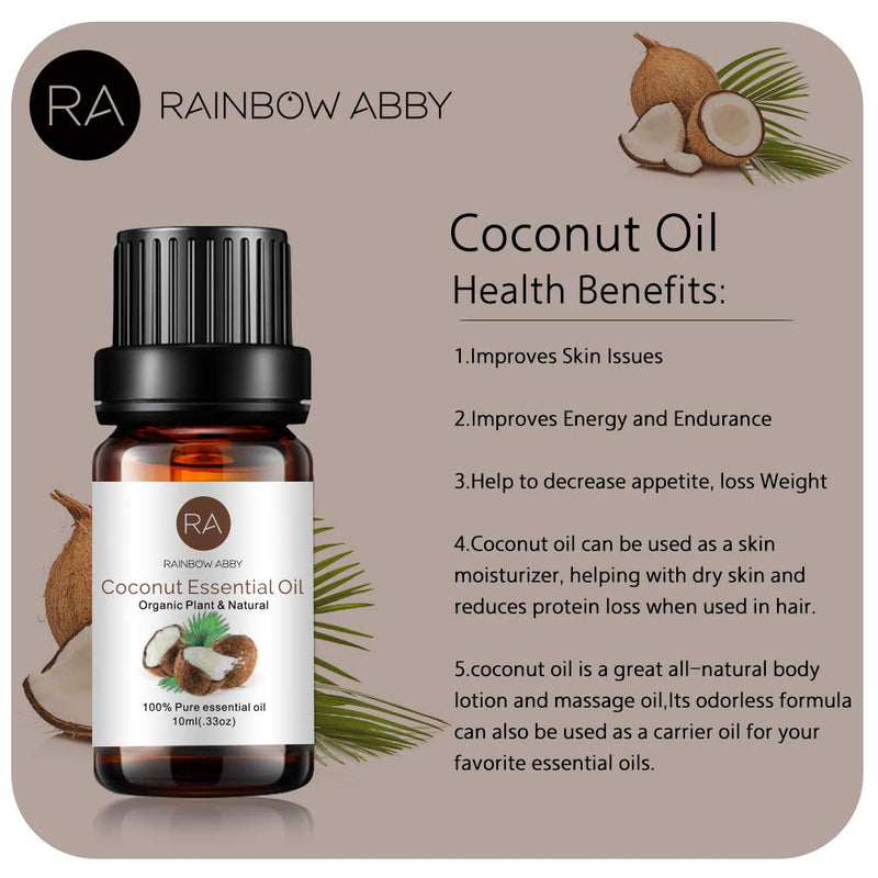 [Australia] - 2 Bottles Coconut Essential Oil Single 100% Pure Aromatherapy Essential Oils for Diffuser, Humidifier, Massage, Spa, Candles, Soaps, Perfume - 2 x 10ml 