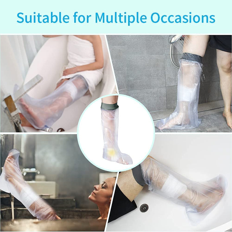 [Australia] - EVERCRYO Waterproof Adult Short Leg Cast Cover for Shower, Bath - Reusable Cast and Bandage Protector - Watertight Protection for Broken Short Leg, Ankle, Foot (Grey) 