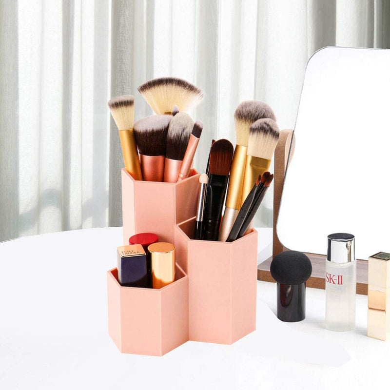 [Australia] - Weiai Makeup Brush Holder Organizer, 3 Slots Pink Cosmetic Brushes Solution for Desk, Dresser, Countertop 