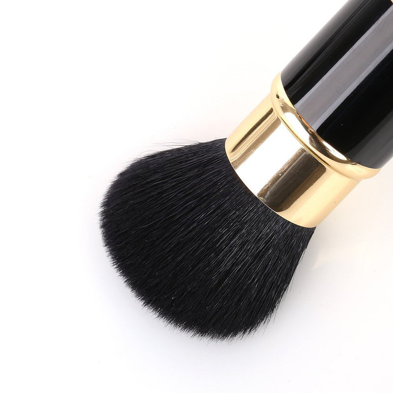 [Australia] - Retractable Makeup Brush - Goat Hairs - Portable Face Loose Powder Foundation, Mini Blush Brush Beauty Cosmetic Tool Black 