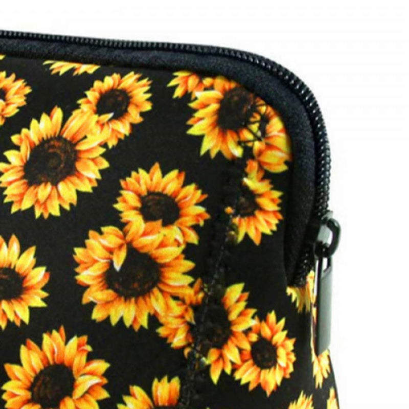 [Australia] - Baseball Print Makeup Bag Softball Travel Cosmetic Pouch Bag Waterproof Neoprene Bag with Zipper for Women, Girls, Travel, Teamates-sunflower sunflower 