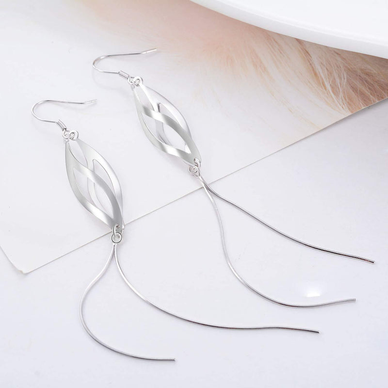 [Australia] - VONALA Tassel Dangle Drop Earrings Sterling Silver Long Linear Earrings For Women Girls Simple 