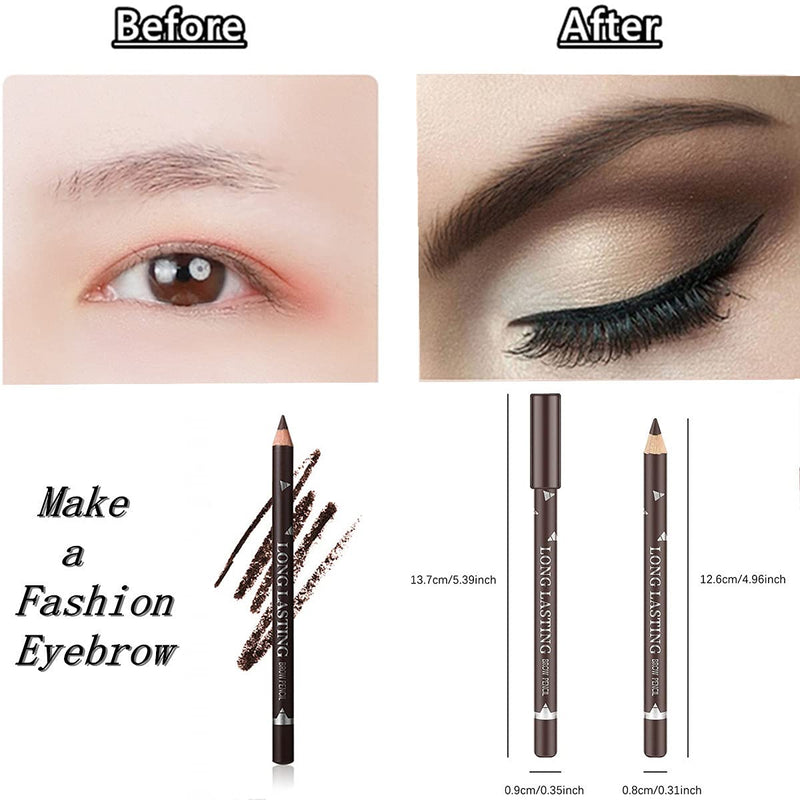 [Australia] - Go Ho 6 PCS Eyebrow Eye Liner Pencil Set,Easy to Color Waterproof Eyebrow Pencil,Professional Long-lasting Eyeliner Makeup Brow Tint Pen,3 Colors(Black,Light Brown,Dark Brown) 3 Colors 6 PCS - Black,Brown,Dark Brown 