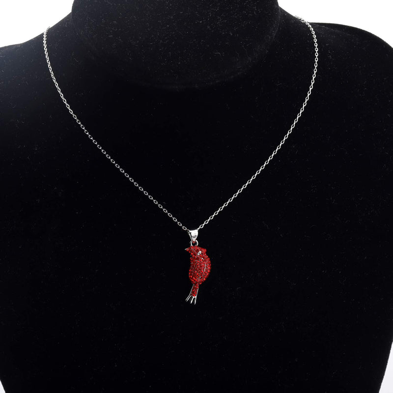 [Australia] - bobauna Cardinal in Heaven Rhinestone Pendant Necklace Red Bird Memorial Jewelry Remembrance Sympathy Gift in Memory of Love One cardinal rhinestone necklace 