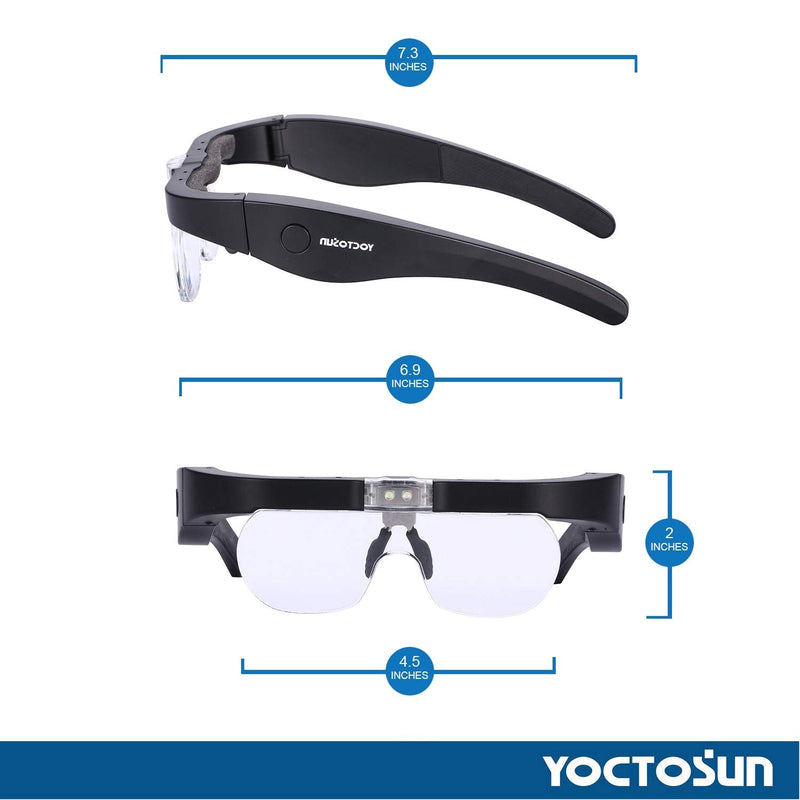 [Australia] - YOCTOSUN Rechargeable Magnifying Glasses, Head Magnifier Glasses with 2 LED Lights and Detachable Lenses 1.5X, 2.5X, 3.5X,5X, Best Eyeglasses Magnifier for Reading and Hobby Headset Magnifier 