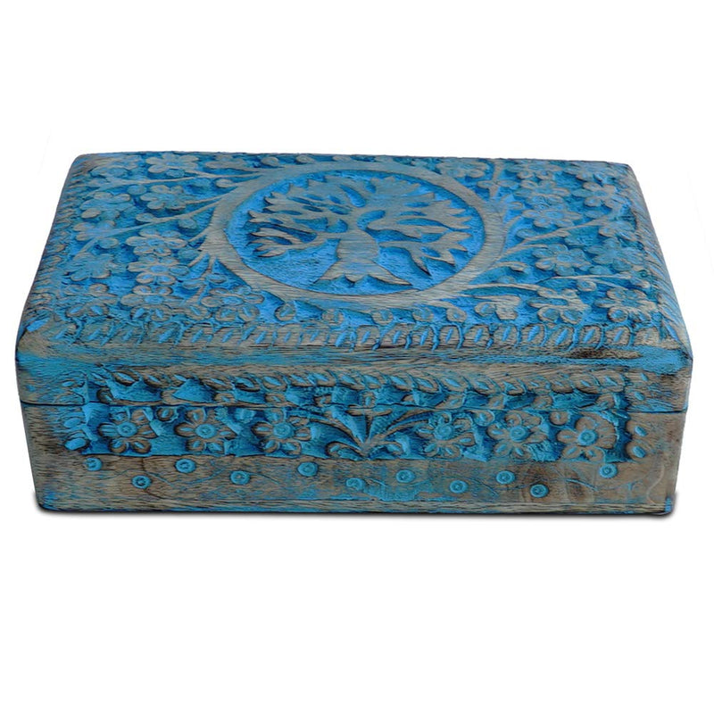 [Australia] - BHAVATU |Wooden Jewelry Box, Jewelry Box, Tarot Box, Celestial Home Decor, Witch Box, Tree of Life, Trinket Box |Size- 8" x 5" x 2.5",| Decorative Storage Bin 