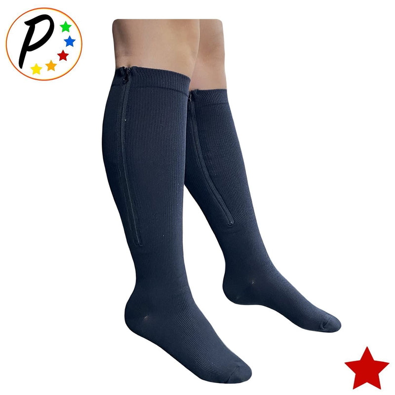 [Australia] - Presadee Double Side Zipper 20-30 mmHg Firm Compression Calf Leg Closed Toe Sock (Small-Medium, Black) Small-Medium 