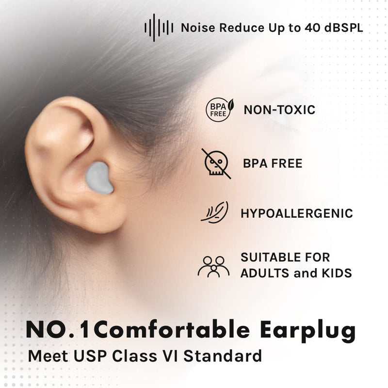 [Australia] - Ear Plugs for Sleeping, Acousdea Reusable Moldable Silicone Ear Plugs, Waterproof, Suitable for Snoring, Swimming, Working, Studying, Noise Cancelling up to 40 dBSPL, White with Carry Case, 1 Pair Not White 