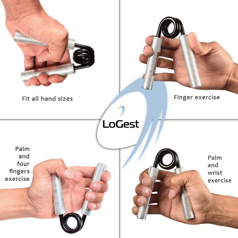 [Australia] - Logest Metal Hand Grip Strengthener 100LB-350LB No Slip Heavy-Duty Grip Strengthener with Gift Box, Great Wrist & Forearm Hand Exerciser, Home Gym, Hand Gripper Grip Strength Trainer Silver - 200LB 