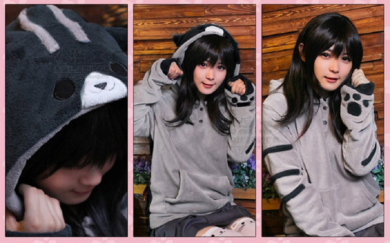 [Australia] - GK-O Women Cute Hooded Cat Ears Hoodie Girl Pullover Jacket Sweatshirt Coat Anime Medium 