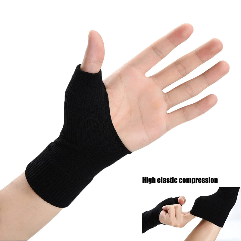 [Australia] - Thumb Wrist Compression Gloves (1 Pair), Breathable Wrist Support Brace Thumb Sleeve with Soft Gel Pads for CMC Joint Pain Relief, Comfortable Thumb Brace for Arthritis, Tendonitis, Sprains, Strains, Carpal Tunnel and Trigger Thumb Black 