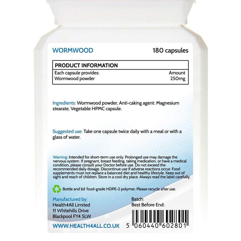 [Australia] - Strong Intestinal Health Set: Grapefruit Seed Extract, Wormwood, Black Walnut, Cloves 4x90 Capsules (not Tablets). Vegan. Made in The UK by Health4All 