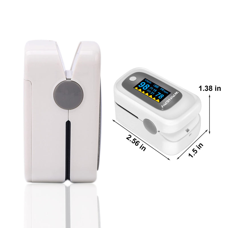 [Australia] - WRINERY Fingertip Pulse Oximeter, Oxygen Saturation Monitor, O2 Saturation Monitor, OLED Portable Oximetry with Batteries, Lanyard (Gray-White) 