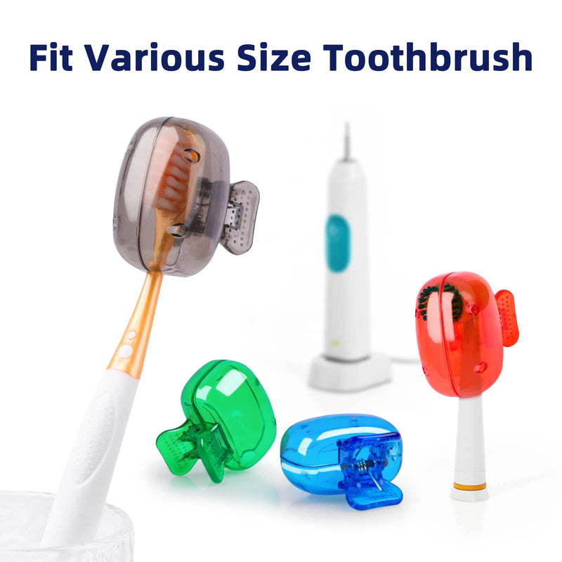[Australia] - Fowecelt Toothbrush Covers Head Cap - 4Pcs Toothbrush Cover for Traveling, Electric Toothbrush Head Cover for Bathroom, Toothbrush Cap for Family, Toothbrush Clip Cover for Camping Hiking Blue 