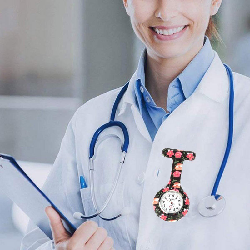 [Australia] - Nurse Watch Brooch, Silicone Nurse Watch Doctor Paramedic Medical Staff Lapel Pin-on Brooch Hanging Pocket Fob Watch #2 