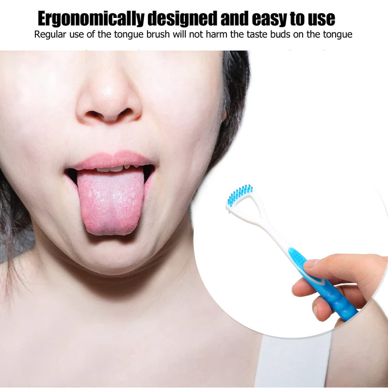 [Australia] - Tongue Cleaning Brush, Tongue Brush to Remove Bad Breath, Oral Care Cleaning Tool to Remove Plaque and Freshen Breath(Blue) Blue 