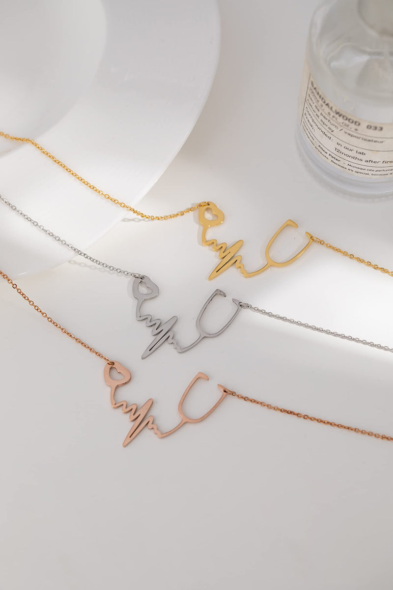 [Australia] - Nurse Stethoscope Heartbeat Necklace for Women Heart Stethoscope Pendant Doctor Nurse Medical Graduation Jewelry Gift Gold 