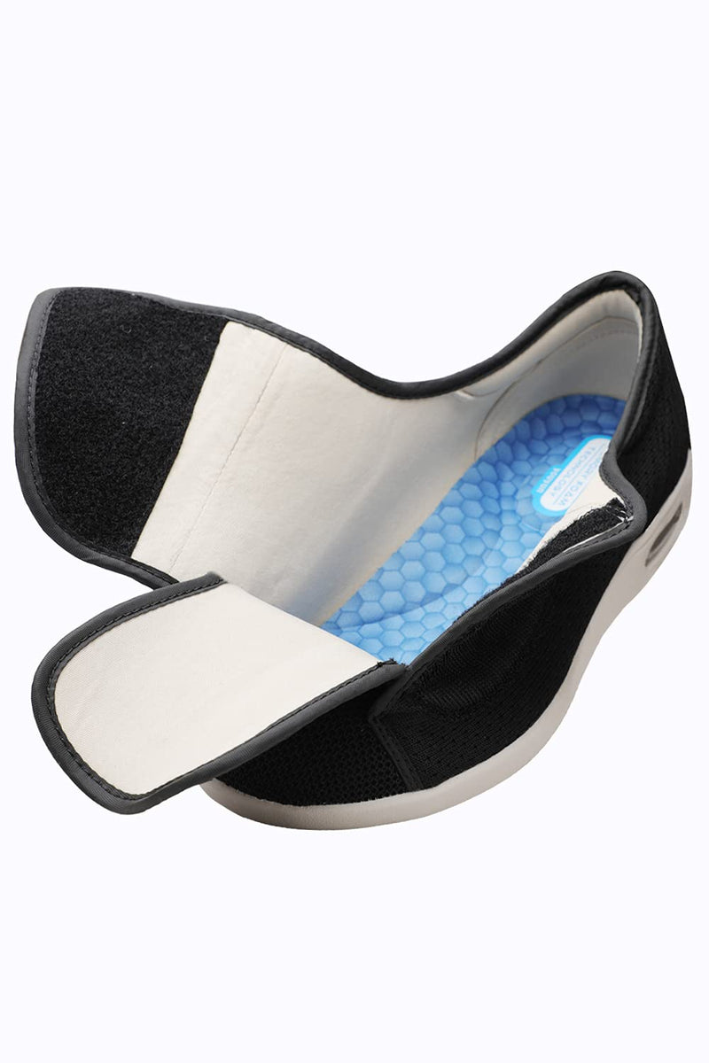 [Australia] - strywoik Women's Wide Width Shoes - Walking Adjustable Wide Comfort Women’s Diabetes Shoes for Diabetic Edema Plantar Fasciitis Bunions Arthritis Swollen Feet 8 Wide Full Black 