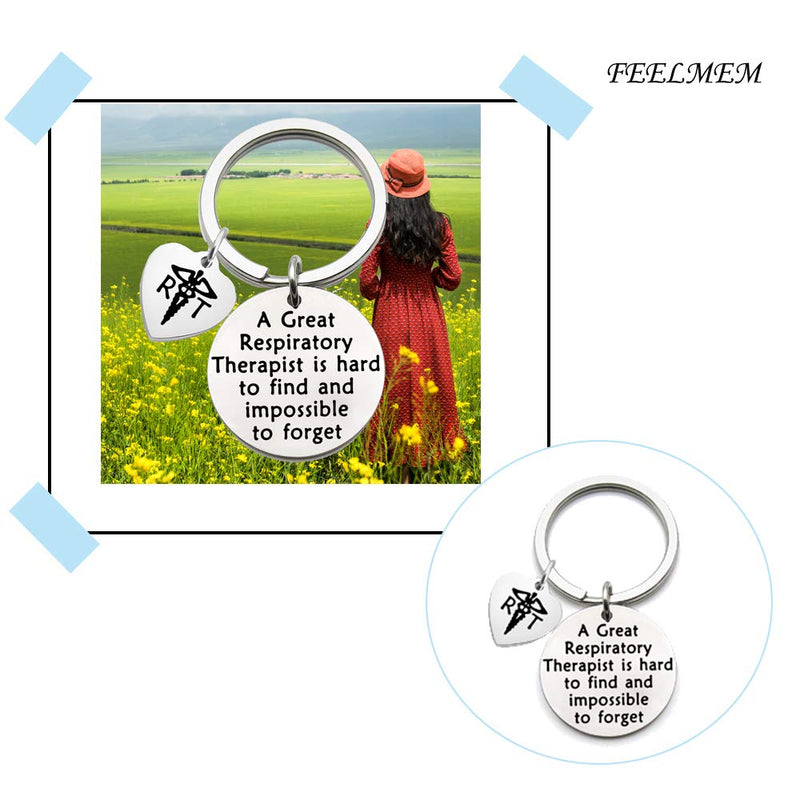 [Australia] - FEELMEM Respiratory Therapist Gift Radiology Tech Gift RT Keychain A Great Respiratory Therapist is Hard to Find Harder to Leave Impossible to Forget Radiology Technologist Gift silver 