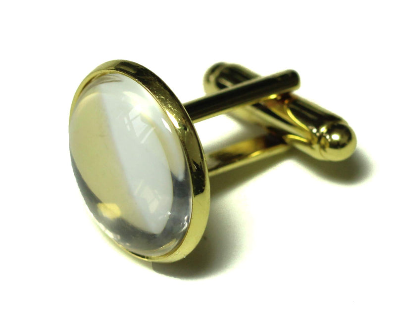 [Australia] - ALL in ONE Cufflinks Cuff Links Button Cabochon Blank Trays Frame with Clear Glass Dome (Gold 16mm - 10 Sets) 