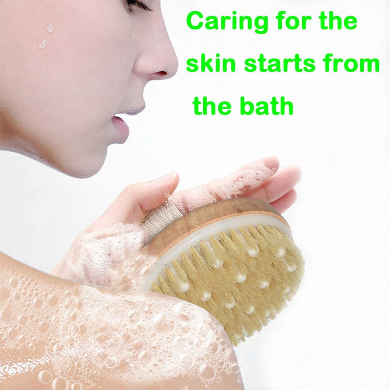 [Australia] - Dry Body Brush, Natural Bristle Bath Brush, ,Body Brush Lymphatic Drainage, Exfoliate, Stimulate Blood Circulation, Remove Dead Skin Toxins and Cellulite 