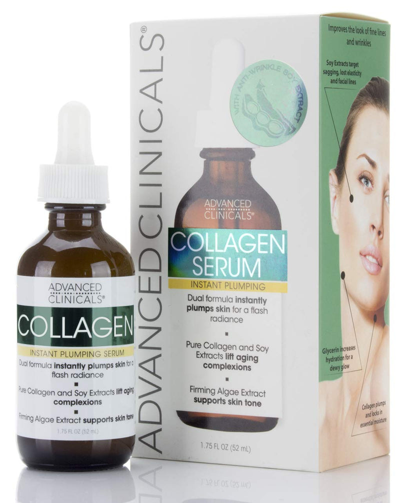 [Australia] - Advanced Clinicals 2 Piece Anti-aging Skin Care set with collagen. 16oz Spa Size Collagen Lotion And 1.75oz Collagen Instant Plumping Serum To Hydrate, Moisturize, Firm, Dry, Cracked Skin. 