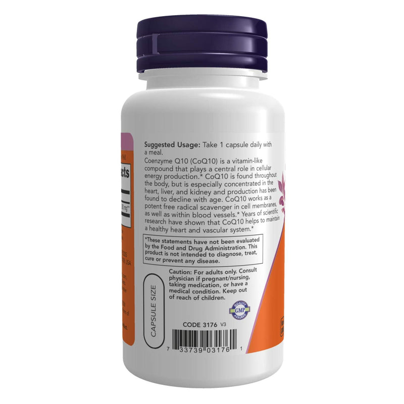 [Australia] - NOW Supplements, CoQ10 (Coenzyme Q10) 200 mg, Cardiovascular Health*, 60 Veg Capsules 