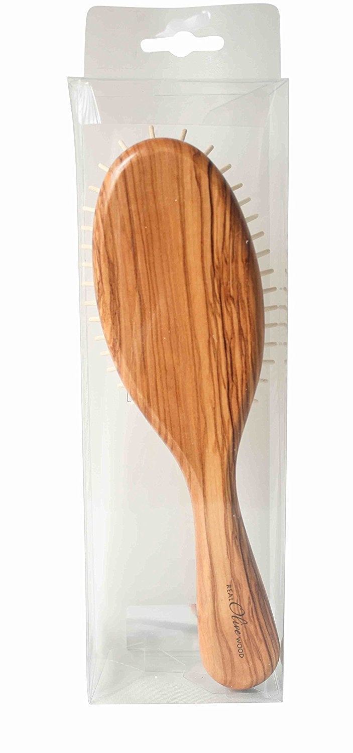 [Australia] - Hydr√©a London Olive Wood Anti Static Hair Brush With Extra Long Wood Pins WORW1 