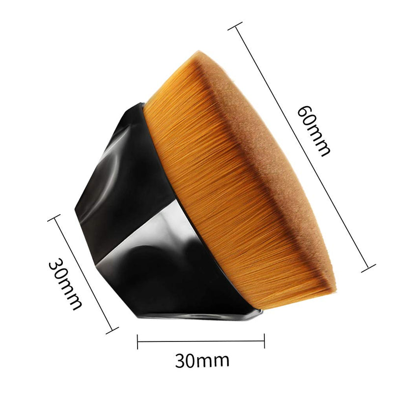 [Australia] - Foundation Makeup Brush Flat Top Kabuki Hexagon Face Blush Liquid Powder Foundation Brush for Blending Liquid, Cream or Flawless Powder Cosmetics with Bonus Protective Case (Black) 