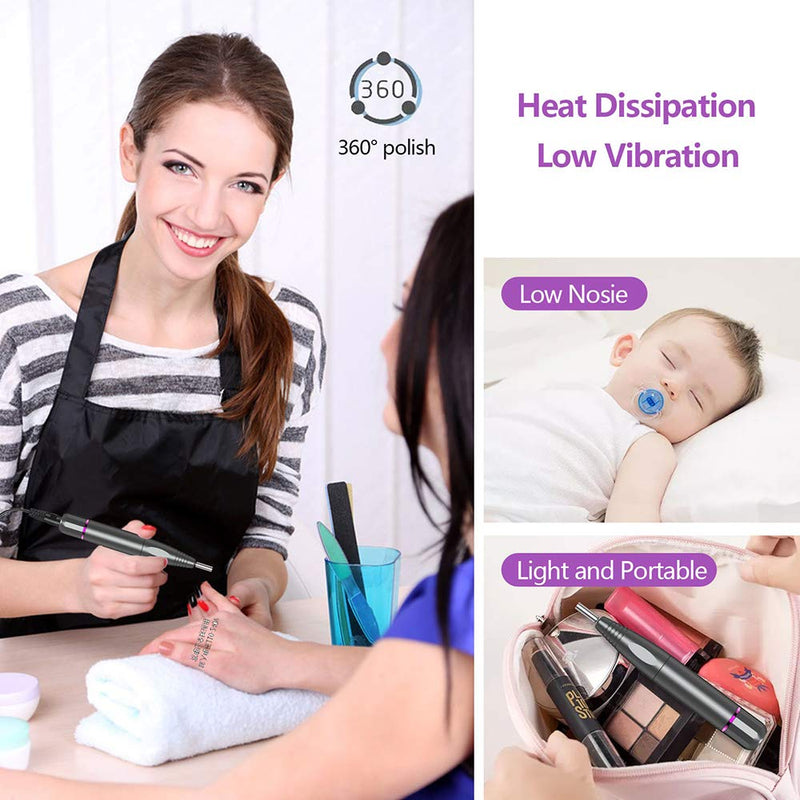 [Australia] - Electric Nail Drill, Portable Acrylic Nail Kit Machine, Nail File for Acrylic, Gel Nails, Manicure Pedicure Polishing Shape Tools Design for Home Salon Use grey 