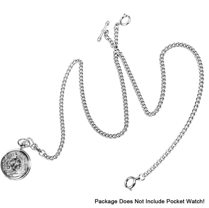 [Australia] - Pocket Watch Chain Double Albert T-Bar Silver Plated - SIBOSUN Antique 29 Inch Chains Vest Waistcoat… 