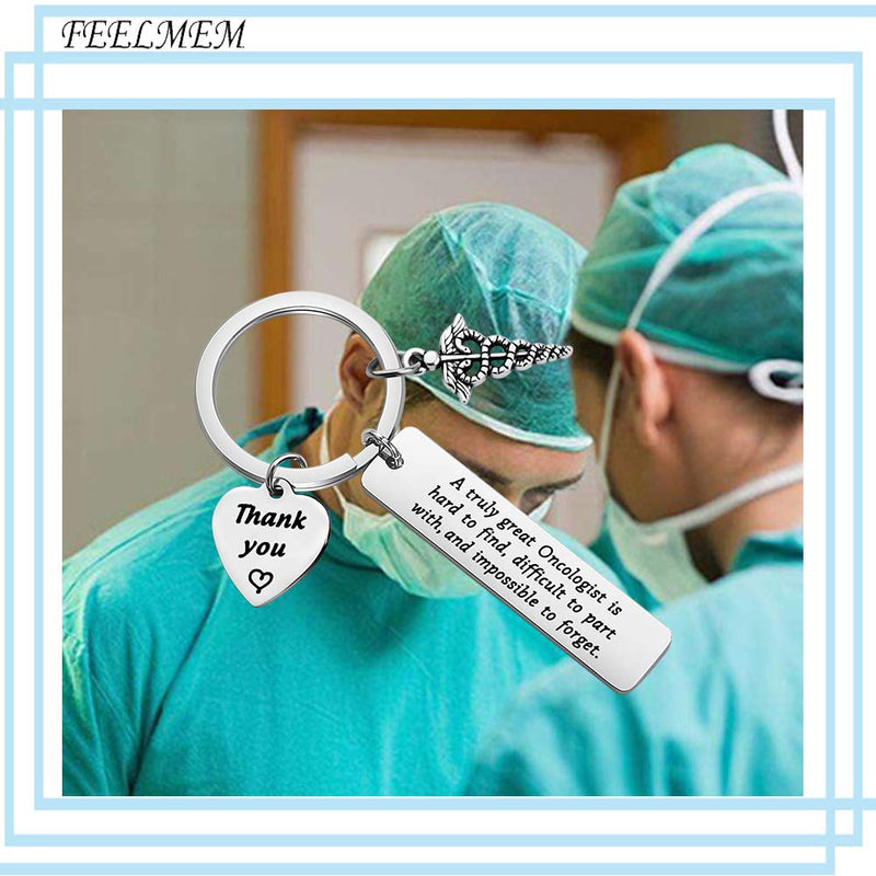 [Australia] - FEELMEM Oncologist Keychain Oncologist Gift A Truly Great Oncologist is Hard to Find and Impossible to Forget Keychain Thank You Gift Retirement Gift for Oncology Doctor silver 