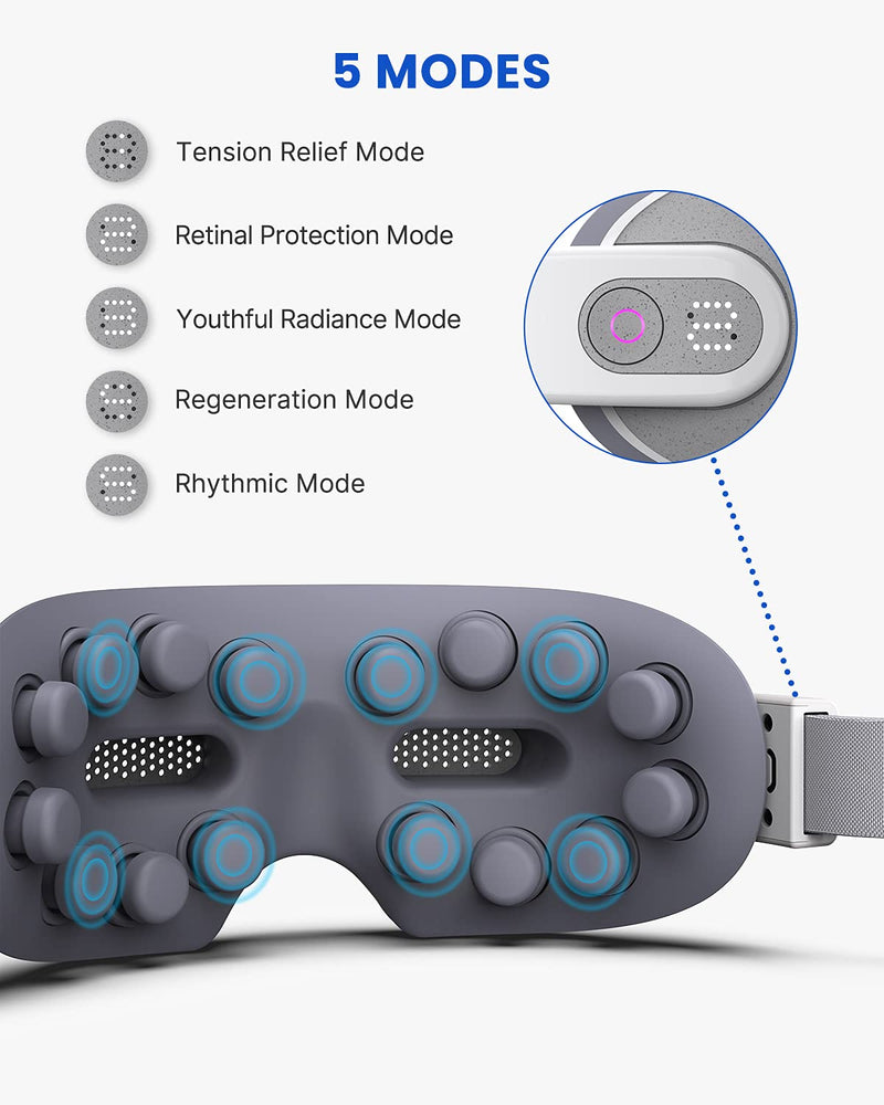 [Australia] - RENPHO New Rhythm Eye Massager Electric Vibration Eye Massage Mask with Bluetooth Music and 16 Massage Heads 5 Modes Eye Care Machine Better for Eye Relax Dry Eyes Dark Circles D 