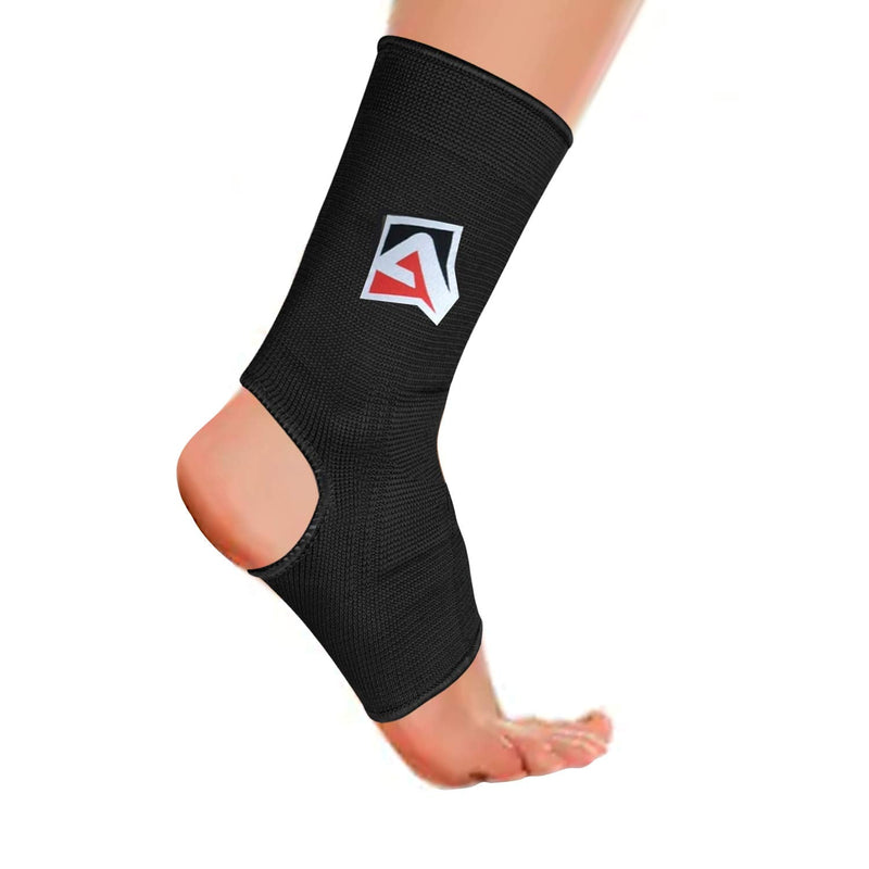 [Australia] - AQF MMA Ankle Support Muay Thai Foot Brace Guard Kick Boxing Sprains Achilles Tendon Pain Relief Protector Elasticated Breathable Compression Sleeve Black M 