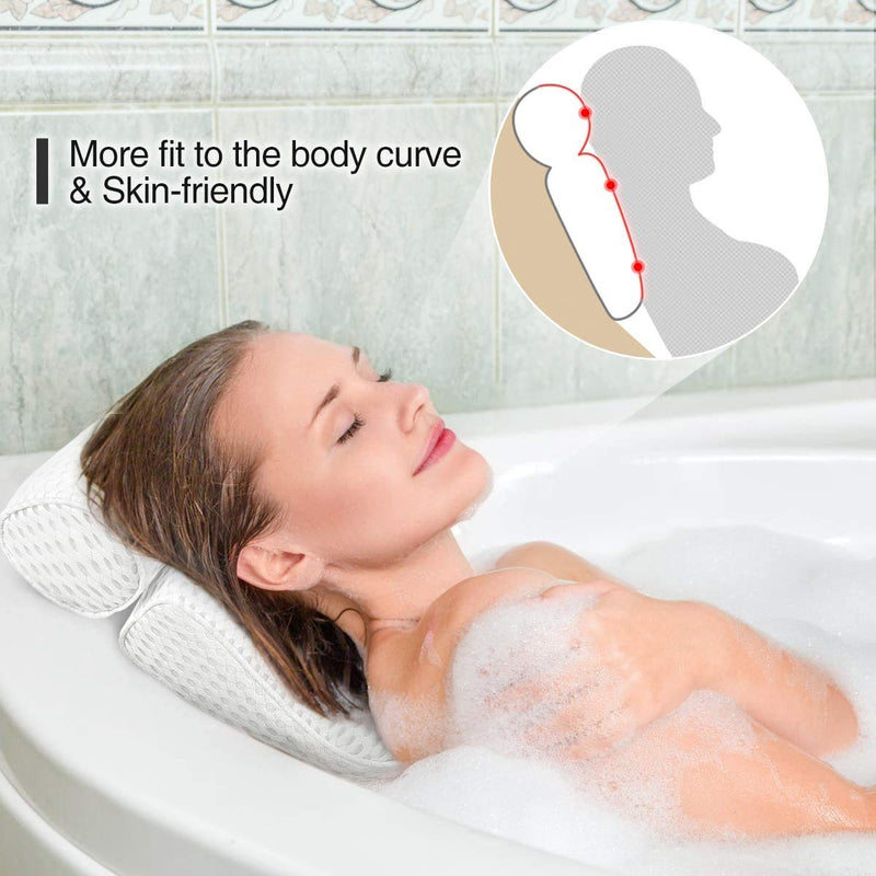 [Australia] - Fitheaven Bath Pillow for Bathtub. Tub Pillow for Women & Men,with 3D Air Mesh Breathable,Helps Support Head, Neck, and Back 