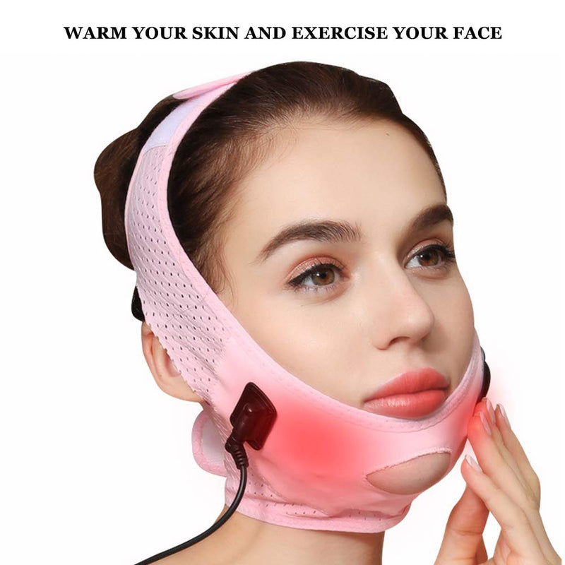 [Australia] - facial slimming strap Face Slimming Strap, Facial Weight Lose Slimmer Device Double Chin Lifting Belt with Massage and Hot Compress, Anti Wrinkle V Line Lifting Chin Strap for Women 