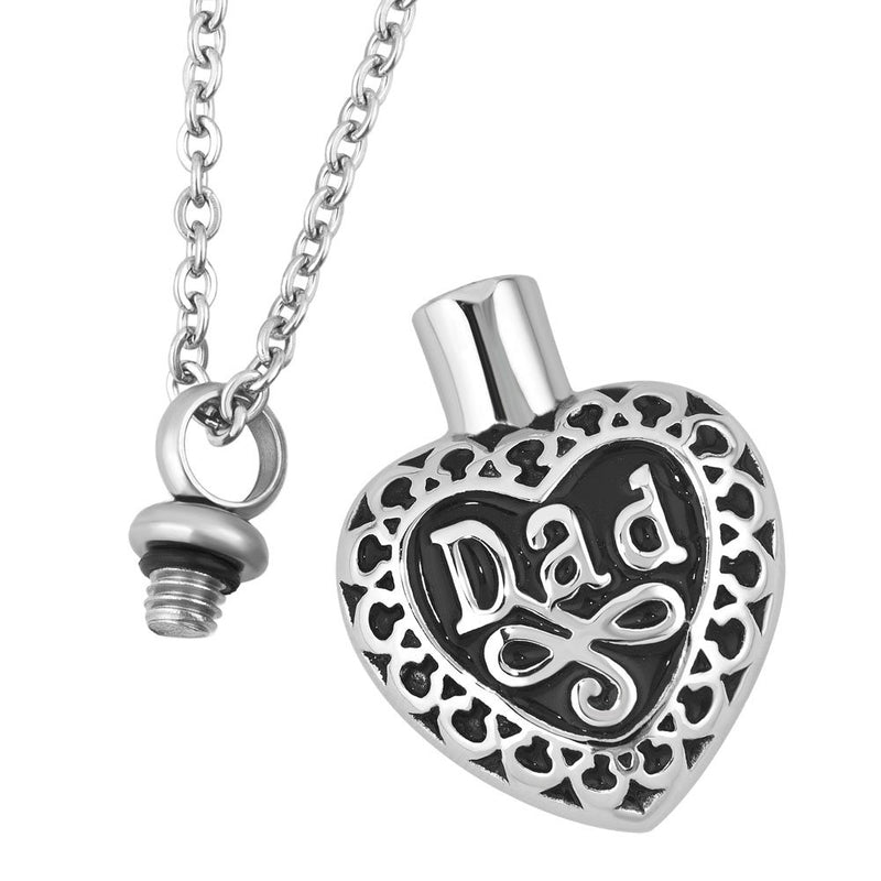 [Australia] - Sug Jasmin Stainless Steel Love Heart Urn Necklace for Dad Mom Ashes Cremation Memorial Jewelry with Fill Kit 