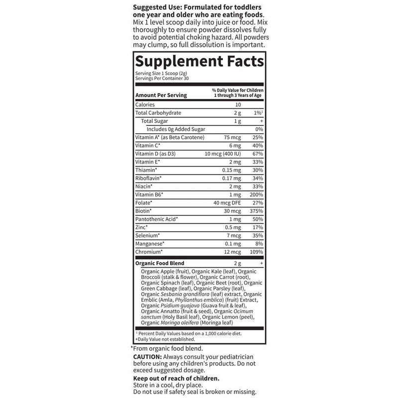 [Australia] - Garden of Life Kids Daily Multivitamin Powder for Toddlers & Kids, Organic, Non-GMO & Gluten Free, 15 Essential Vitamins, Minerals for Healthy Growth, 2.11 Oz 